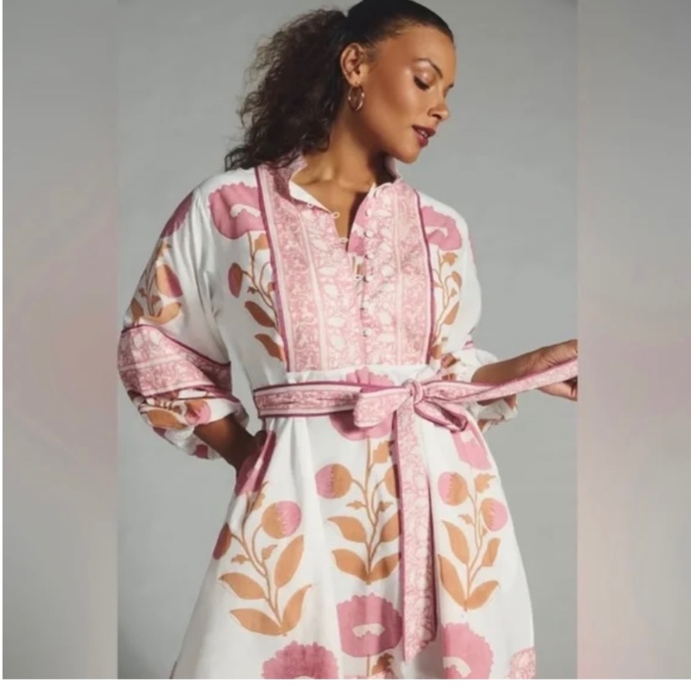 Sue Sartor pink floral dress size small